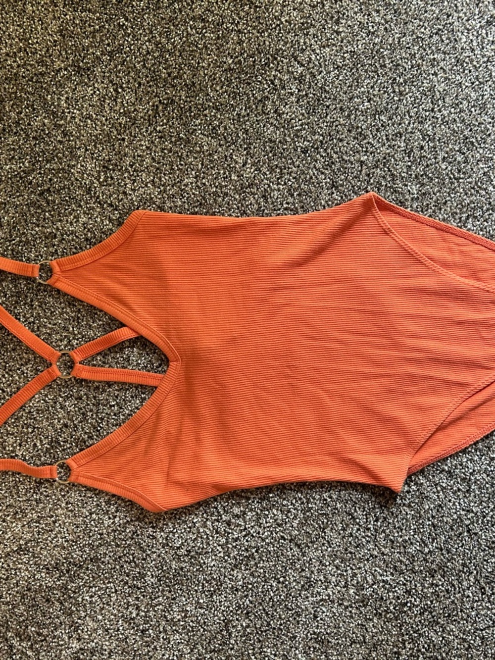Forever 21 Orange Ribbed Strappy Bodysuit
